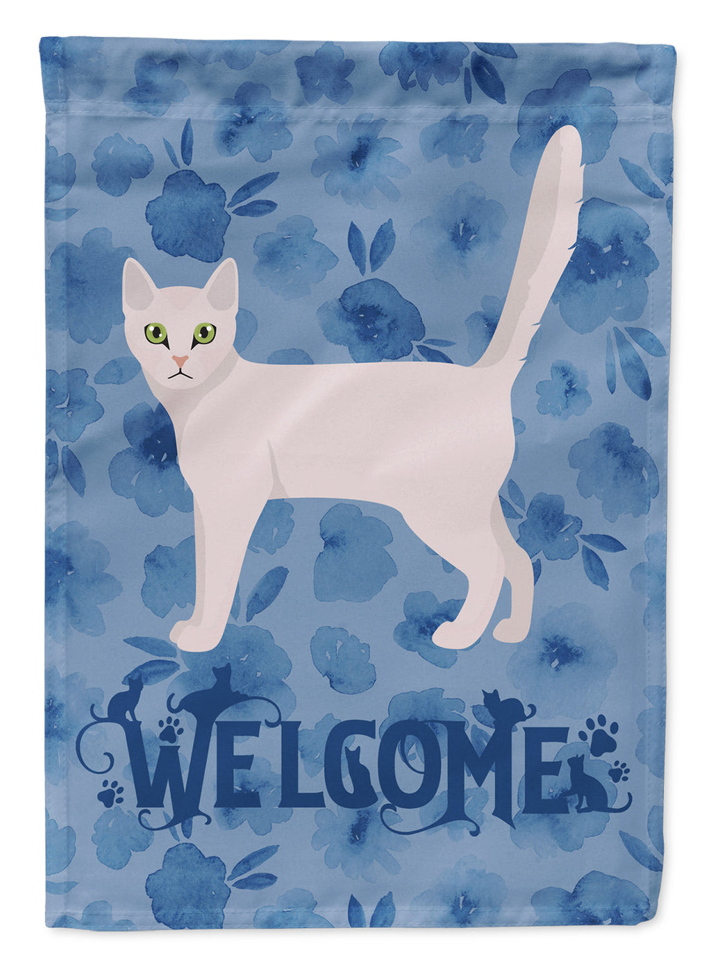 Burmilla Cat Welcome House Flag 28x40 Porch Sleeve Pole Decorative Outside Yard Banner Artwork Wall Hanging, Polyester