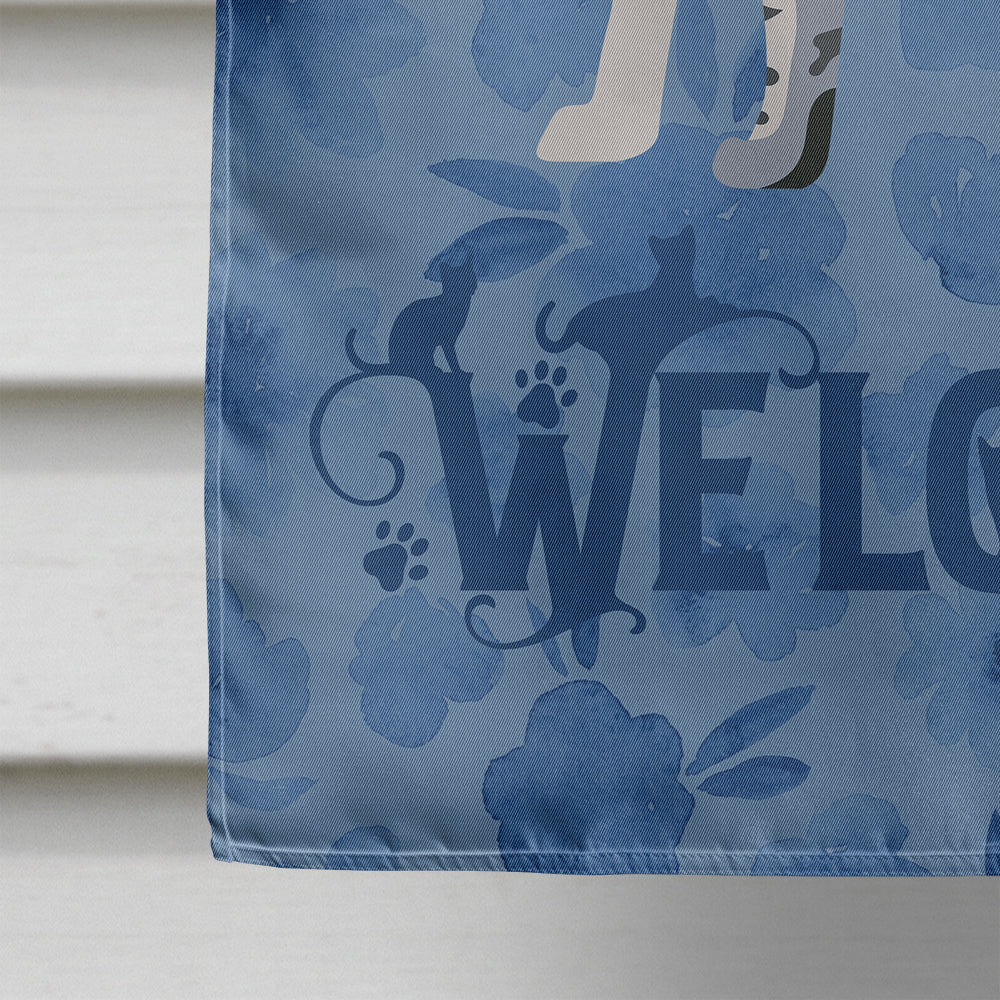 California Spangled #1 Cat Welcome House Flag 28x40 Porch Sleeve Pole Decorative Outside Yard Banner Artwork Wall Hanging, Polyester