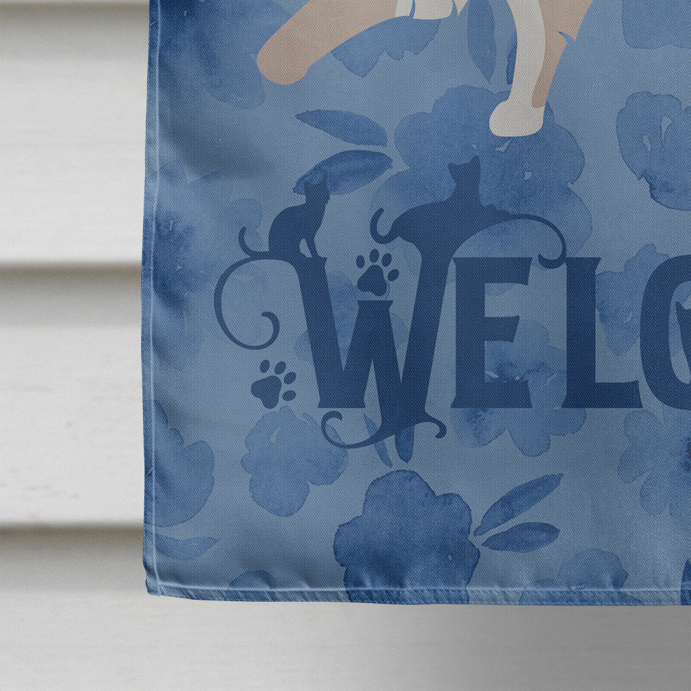 Chantilly Tiffany Cat Welcome House Flag 28x40 Porch Sleeve Pole Decorative Outside Yard Banner Artwork Wall Hanging, Polyester