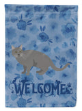 Chartreux #1 Cat Welcome House Flag 28x40 Porch Sleeve Pole Decorative Outside Yard Banner Artwork Wall Hanging, Polyester