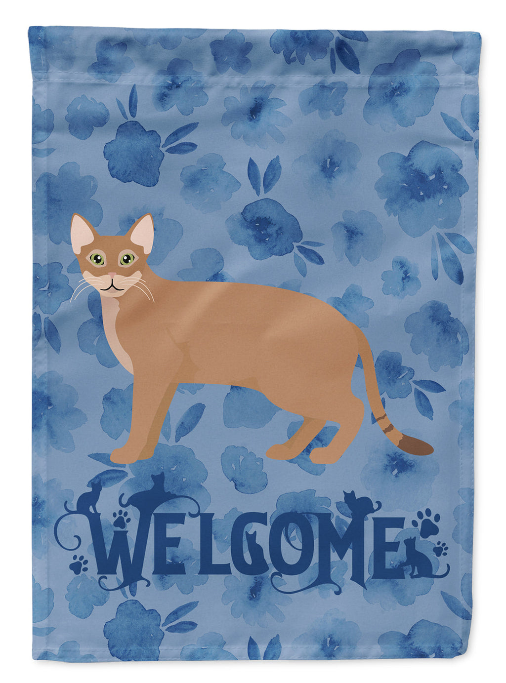 Chausie Cat Welcome House Flag 28x40 Porch Sleeve Pole Decorative Outside Yard Banner Artwork Wall Hanging, Polyester
