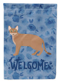 Chausie Cat Welcome House Flag 28x40 Porch Sleeve Pole Decorative Outside Yard Banner Artwork Wall Hanging, Polyester