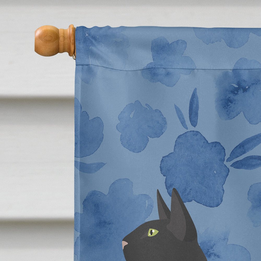 Black Cornish Rex Cat Welcome House Flag 28x40 Porch Sleeve Pole Decorative Outside Yard Banner Artwork Wall Hanging, Polyester