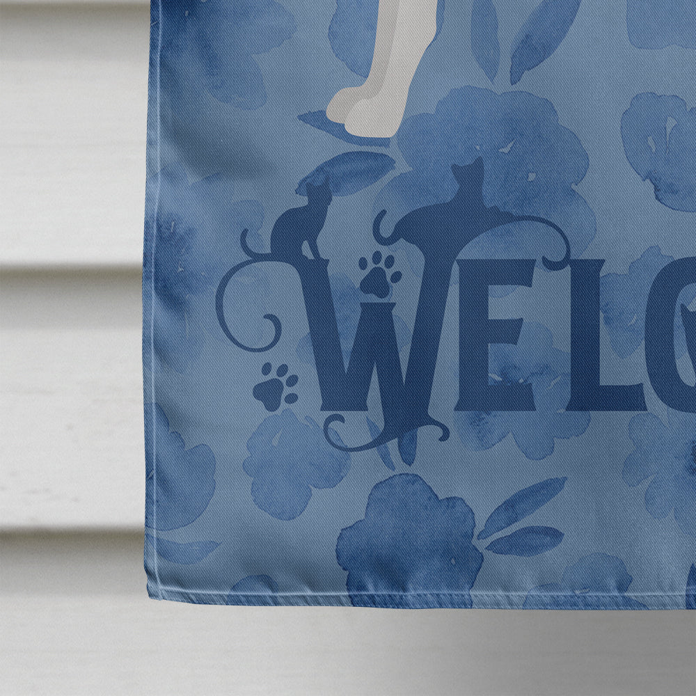 Cornish Rex Cat Welcome House Flag 28x40 Porch Sleeve Pole Decorative Outside Yard Banner Artwork Wall Hanging, Polyester