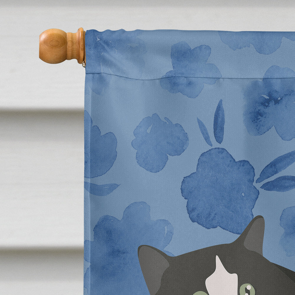 Cymric Cat Welcome House Flag 28x40 Porch Sleeve Pole Decorative Outside Yard Banner Artwork Wall Hanging, Polyester