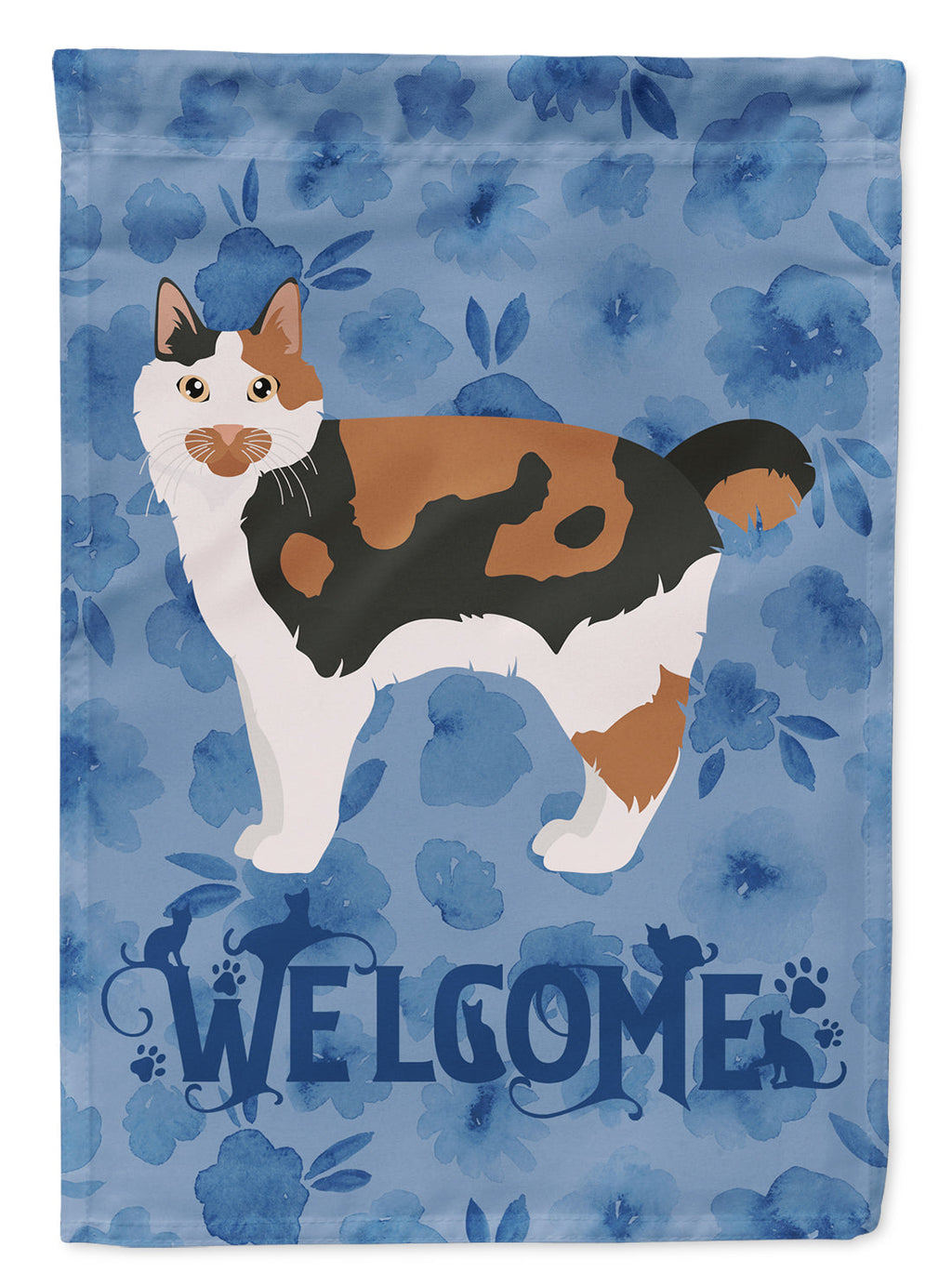 Cymric #2 Cat Welcome House Flag 28x40 Porch Sleeve Pole Decorative Outside Yard Banner Artwork Wall Hanging, Polyester