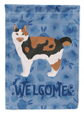 Cymric #2 Cat Welcome House Flag 28x40 Porch Sleeve Pole Decorative Outside Yard Banner Artwork Wall Hanging, Polyester