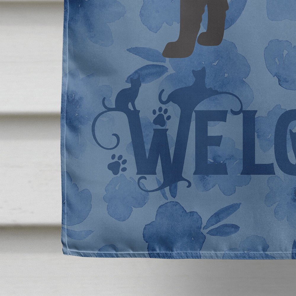 Devon Rex Cat Welcome House Flag 28x40 Porch Sleeve Pole Decorative Outside Yard Banner Artwork Wall Hanging, Polyester