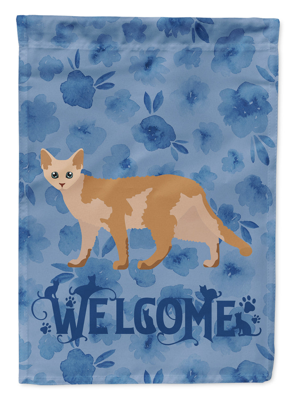 Devon Rex #3 Cat Welcome House Flag 28x40 Porch Sleeve Pole Decorative Outside Yard Banner Artwork Wall Hanging, Polyester
