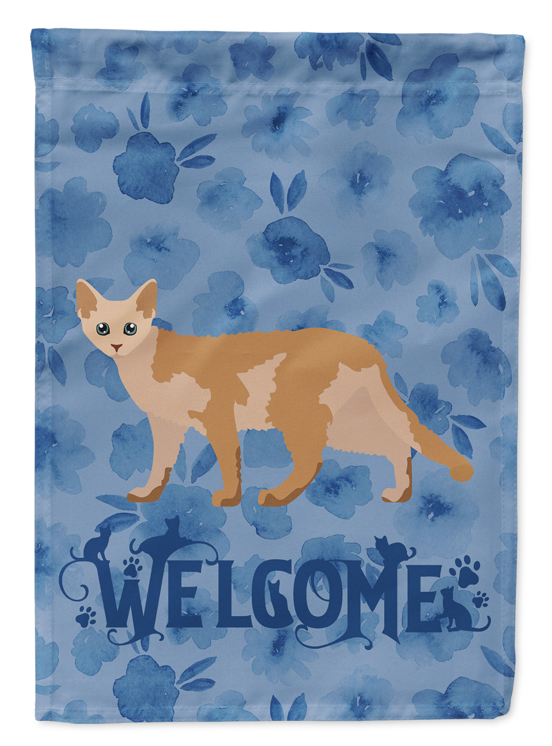 Devon Rex #3 Cat Welcome House Flag 28x40 Porch Sleeve Pole Decorative Outside Yard Banner Artwork Wall Hanging, Polyester