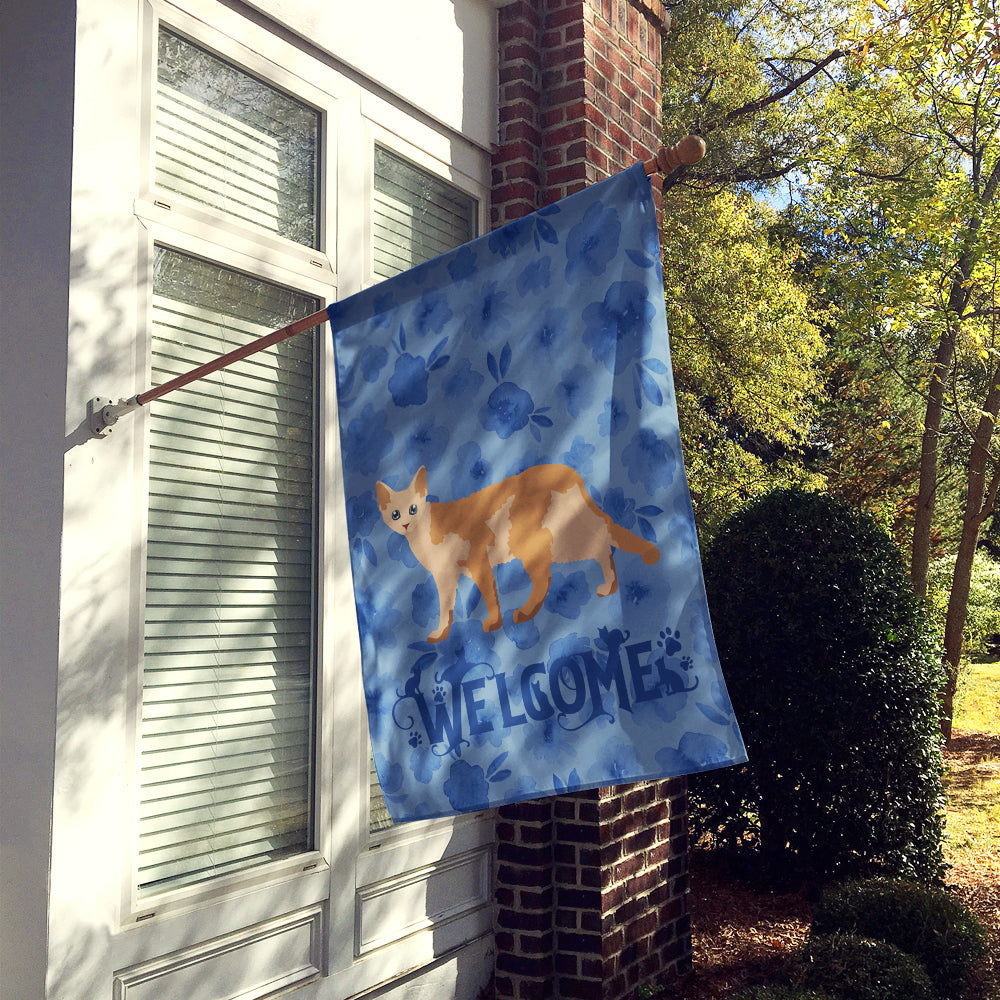 Devon Rex #3 Cat Welcome House Flag 28x40 Porch Sleeve Pole Decorative Outside Yard Banner Artwork Wall Hanging, Polyester