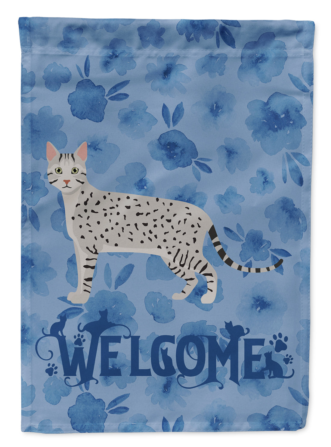 Egyptian Mau Cat Welcome House Flag 28x40 Porch Sleeve Pole Decorative Outside Yard Banner Artwork Wall Hanging, Polyester