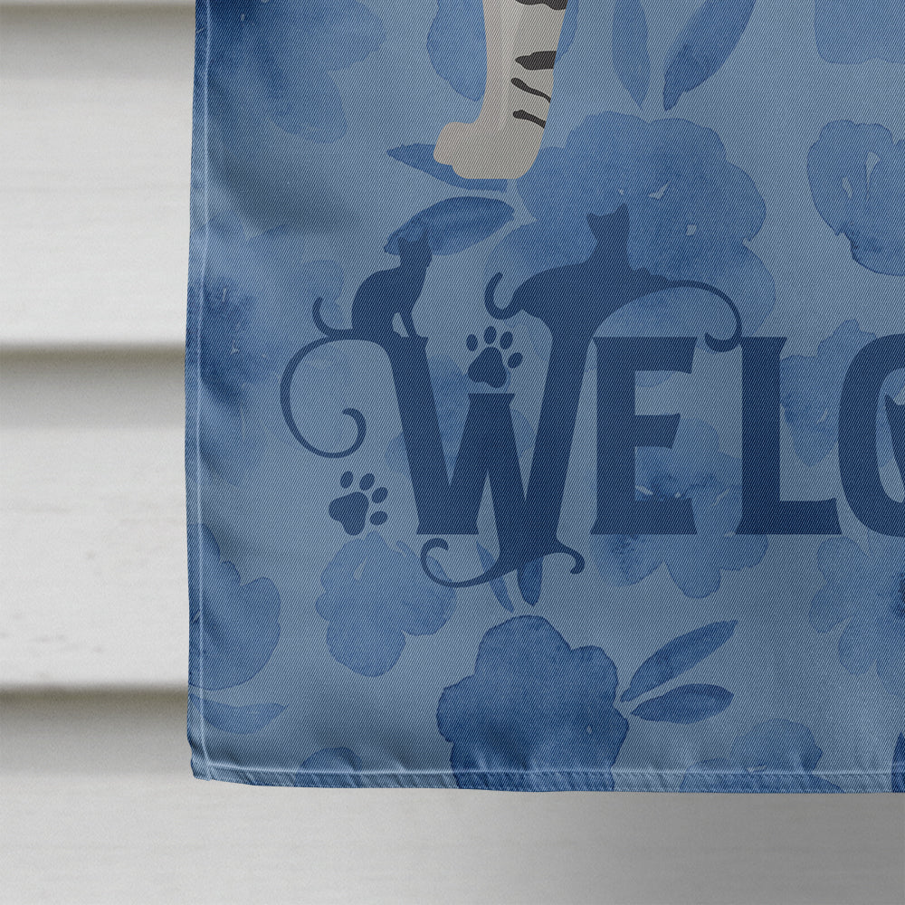 Egyptian Mau Cat Welcome House Flag 28x40 Porch Sleeve Pole Decorative Outside Yard Banner Artwork Wall Hanging, Polyester