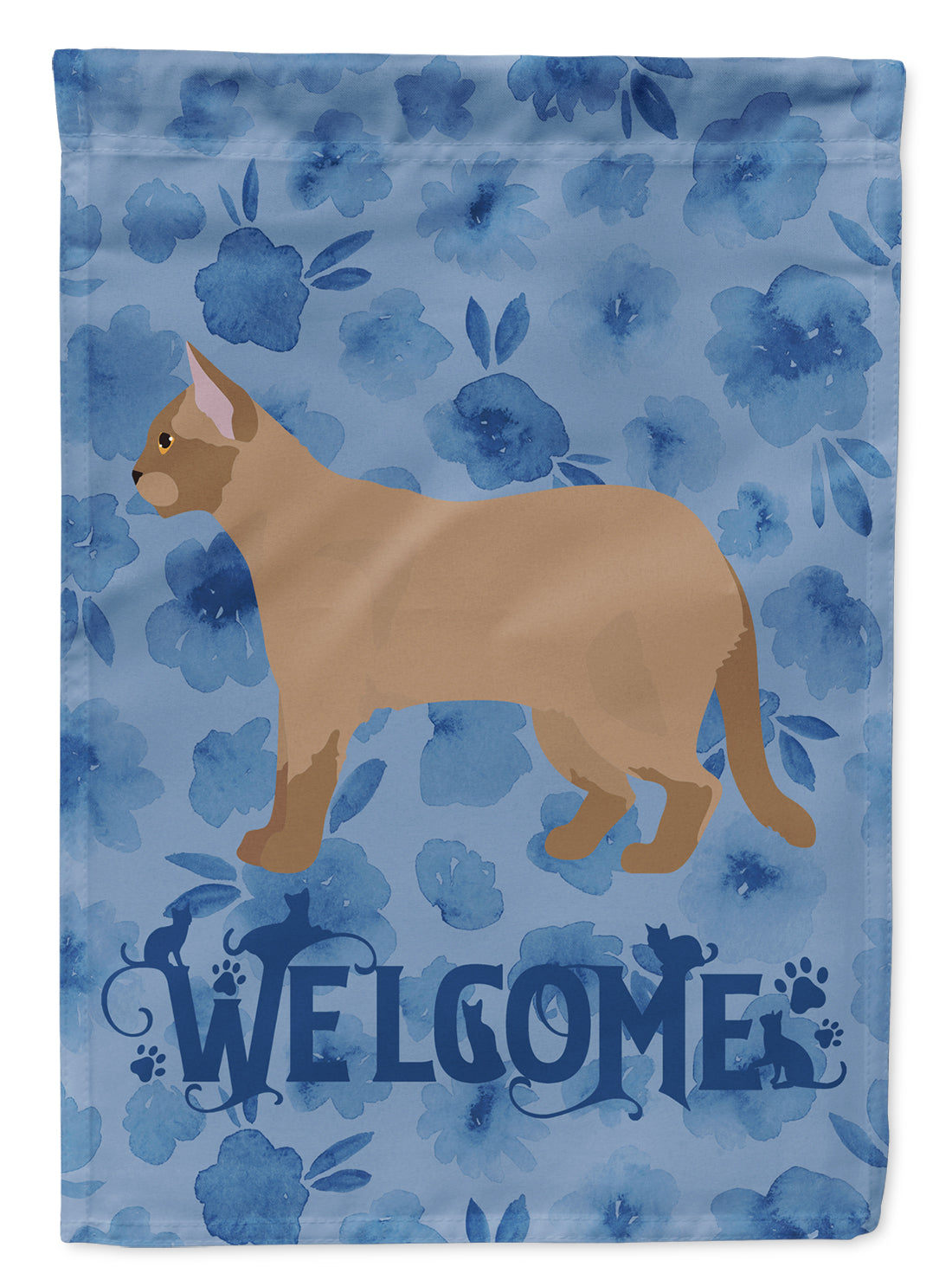 European Burmese #2 Cat Welcome House Flag 28x40 Porch Sleeve Pole Decorative Outside Yard Banner Artwork Wall Hanging, Polyester