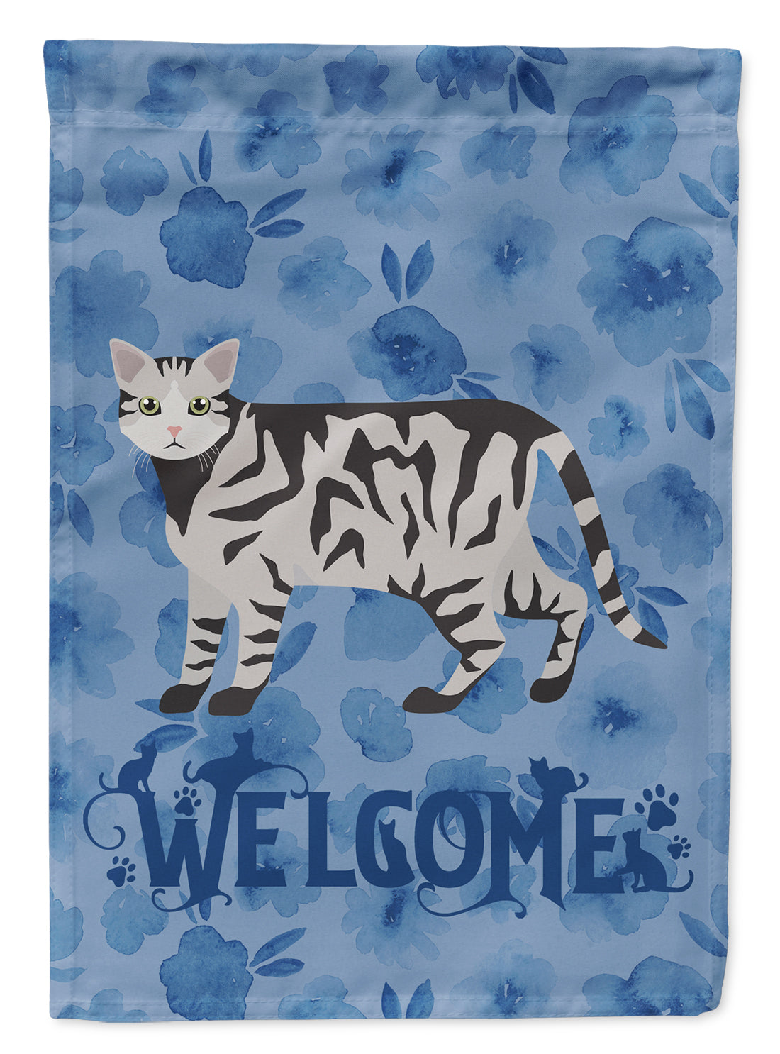 European Shorthair #2 Cat Welcome House Flag 28x40 Porch Sleeve Pole Decorative Outside Yard Banner Artwork Wall Hanging, Polyester