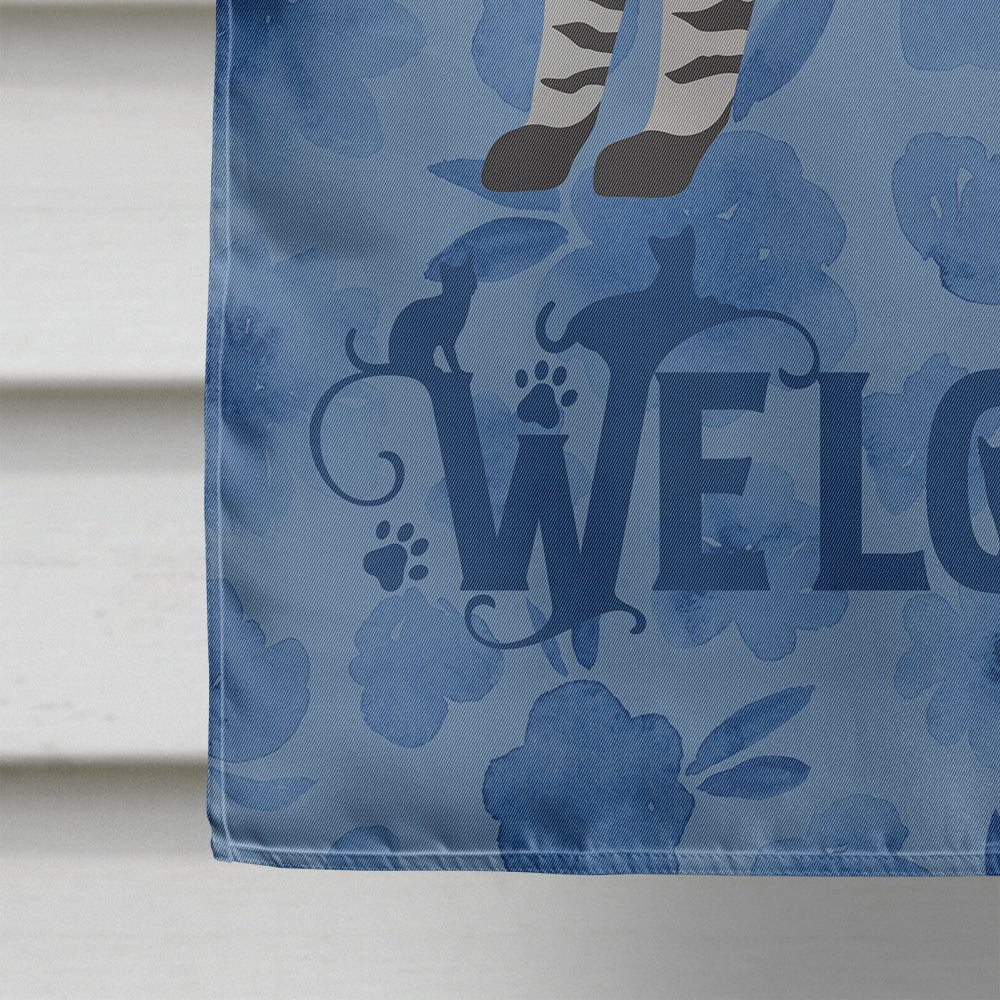 European Shorthair #2 Cat Welcome House Flag 28x40 Porch Sleeve Pole Decorative Outside Yard Banner Artwork Wall Hanging, Polyester