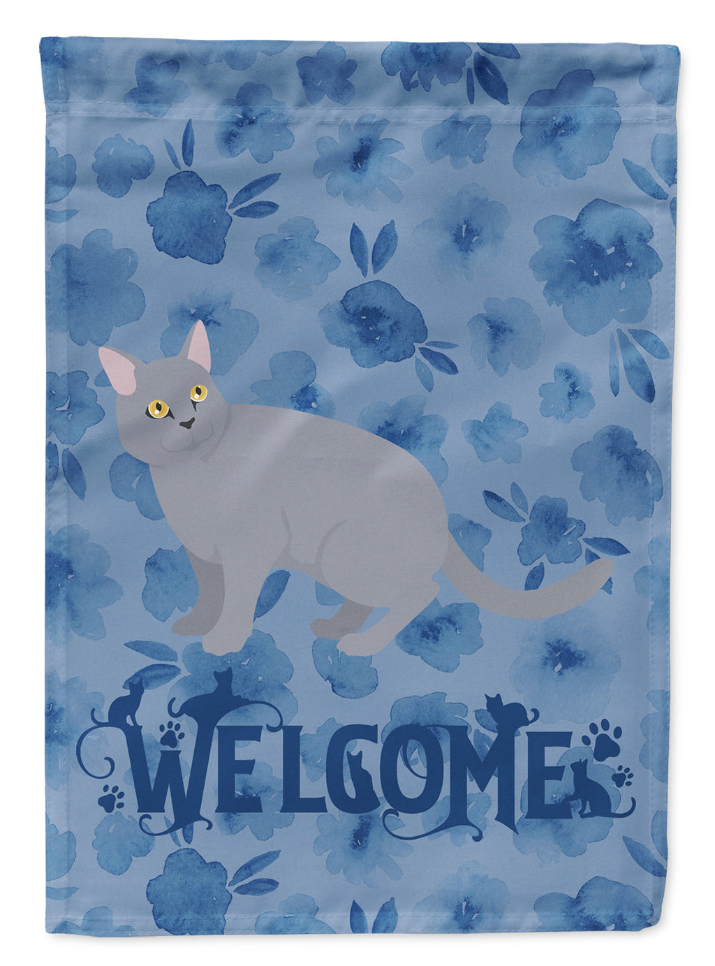European Shorthair #3 Cat Welcome House Flag 28x40 Porch Sleeve Pole Decorative Outside Yard Banner Artwork Wall Hanging, Polyester