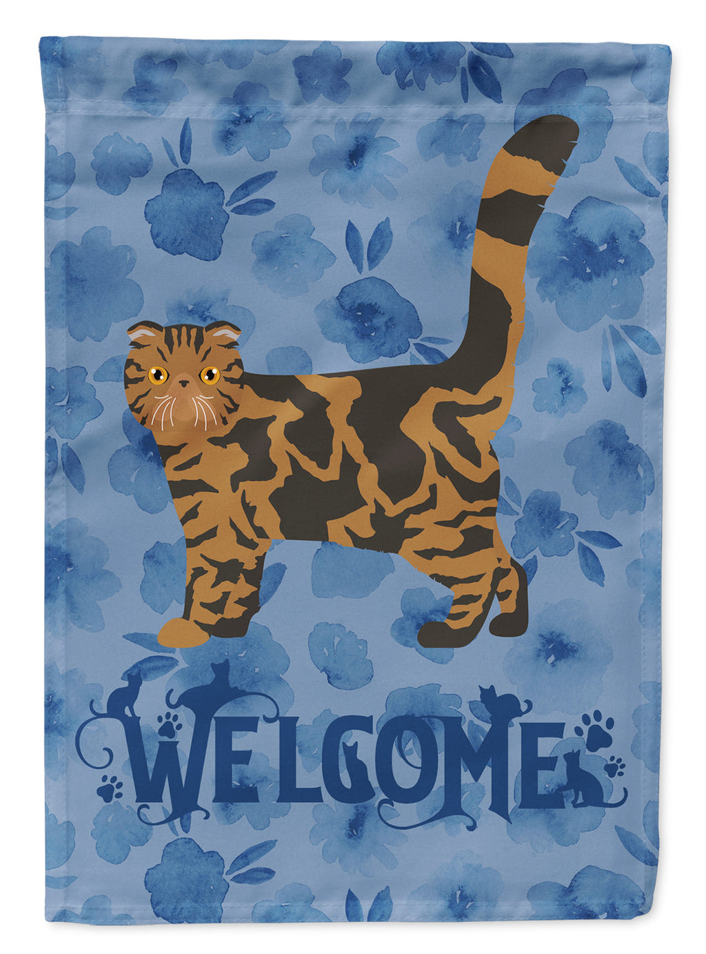 Foldex Exotic Fold #2 Cat Welcome House Flag 28x40 Porch Sleeve Pole Decorative Outside Yard Banner Artwork Wall Hanging, Polyester