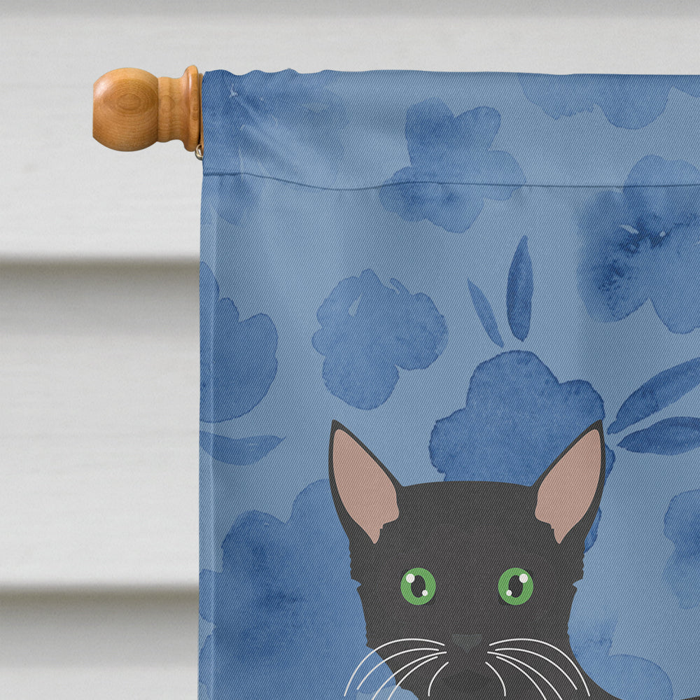 Black German Rex Cat Welcome House Flag 28x40 Porch Sleeve Pole Decorative Outside Yard Banner Artwork Wall Hanging, Polyester