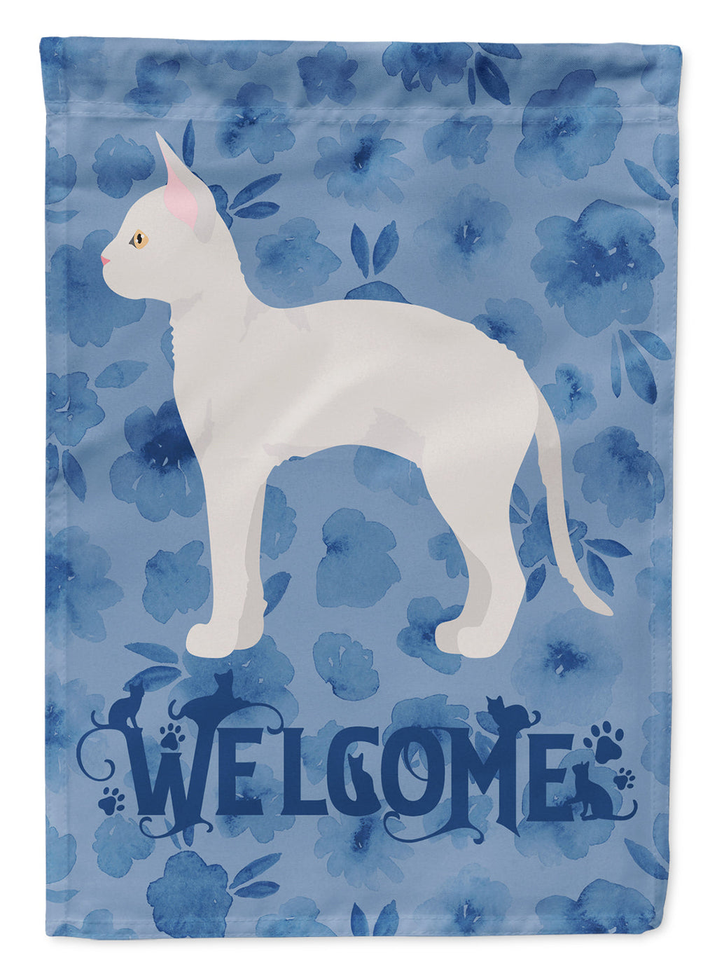 German Rex #3 Cat Welcome House Flag 28x40 Porch Sleeve Pole Decorative Outside Yard Banner Artwork Wall Hanging, Polyester