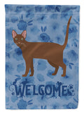 Havana Brown Cat Welcome House Flag 28x40 Porch Sleeve Pole Decorative Outside Yard Banner Artwork Wall Hanging, Polyester