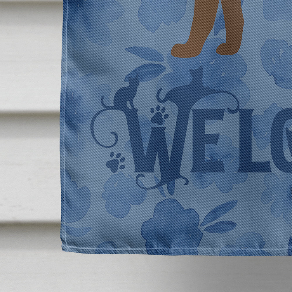 Havana Brown Cat Welcome House Flag 28x40 Porch Sleeve Pole Decorative Outside Yard Banner Artwork Wall Hanging, Polyester