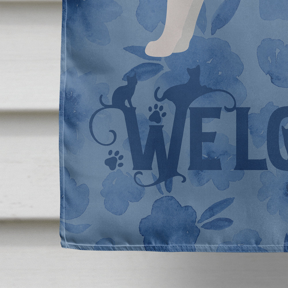 Khao Manee #1 Cat Welcome House Flag 28x40 Porch Sleeve Pole Decorative Outside Yard Banner Artwork Wall Hanging, Polyester
