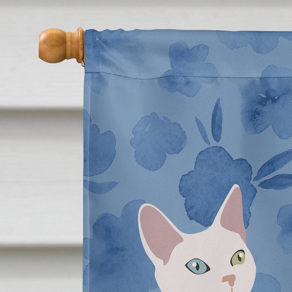 Khao Manee #2 Cat Welcome House Flag 28x40 Porch Sleeve Pole Decorative Outside Yard Banner Artwork Wall Hanging, Polyester