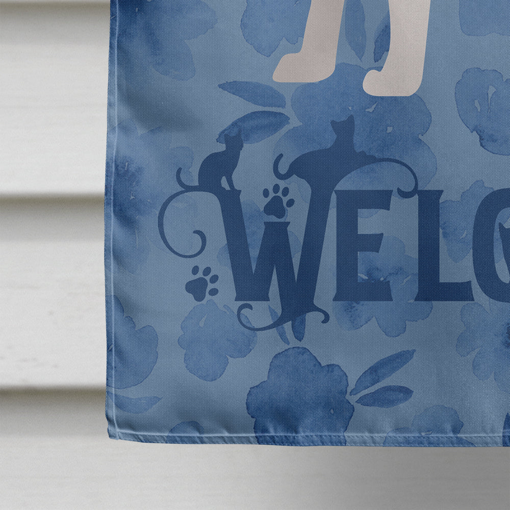 Khao Manee #2 Cat Welcome House Flag 28x40 Porch Sleeve Pole Decorative Outside Yard Banner Artwork Wall Hanging, Polyester