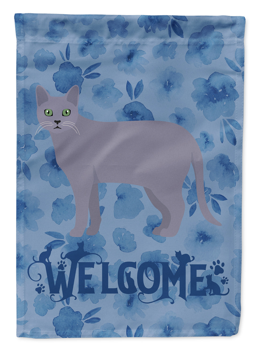 Korat #1 Cat Welcome House Flag 28x40 Porch Sleeve Pole Decorative Outside Yard Banner Artwork Wall Hanging, Polyester