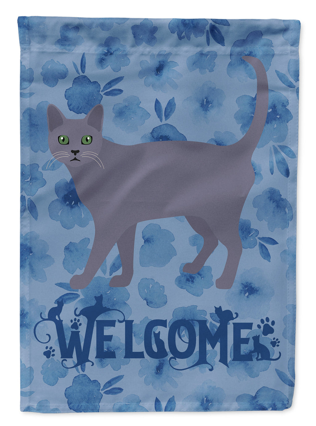 Korat #3 Cat Welcome House Flag 28x40 Porch Sleeve Pole Decorative Outside Yard Banner Artwork Wall Hanging, Polyester