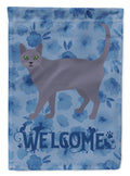 Korat #3 Cat Welcome House Flag 28x40 Porch Sleeve Pole Decorative Outside Yard Banner Artwork Wall Hanging, Polyester