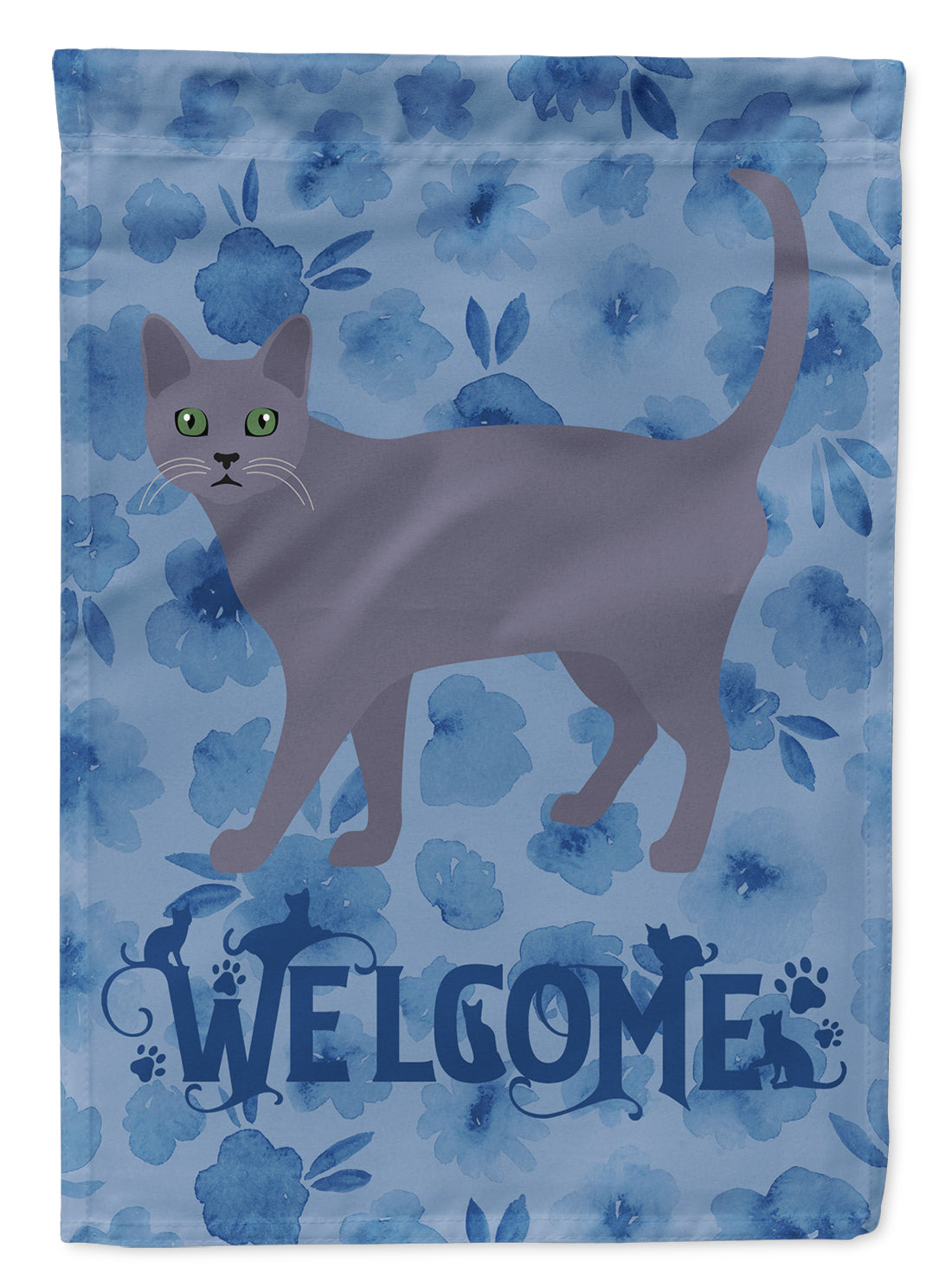 Korat #3 Cat Welcome House Flag 28x40 Porch Sleeve Pole Decorative Outside Yard Banner Artwork Wall Hanging, Polyester