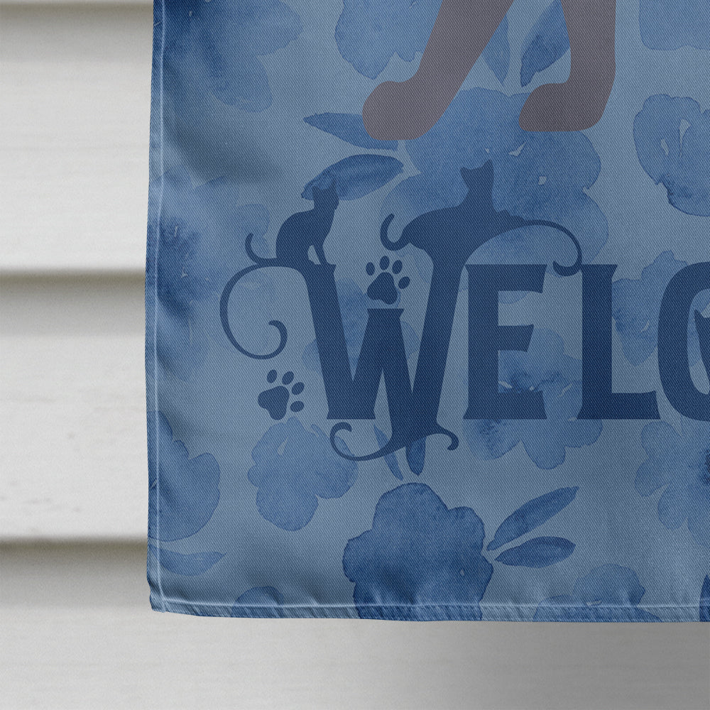 Korat #3 Cat Welcome House Flag 28x40 Porch Sleeve Pole Decorative Outside Yard Banner Artwork Wall Hanging, Polyester