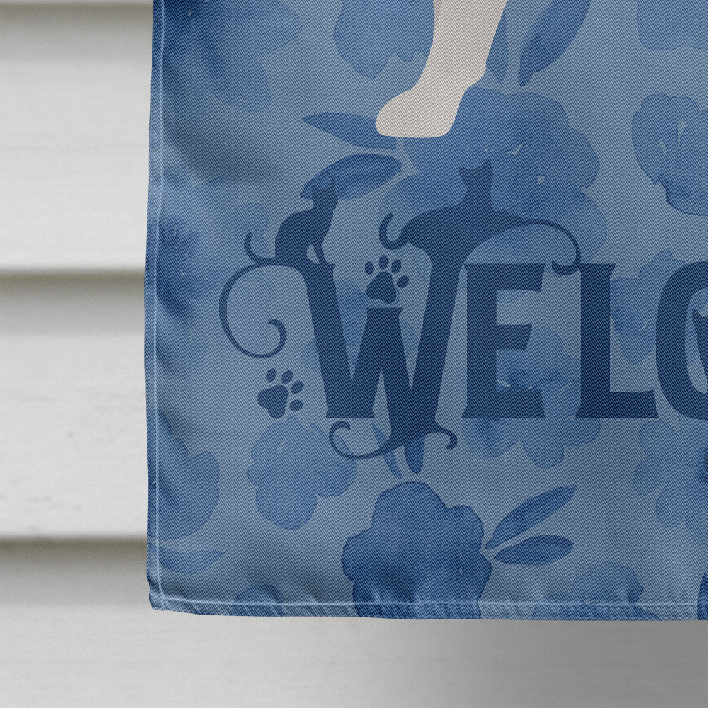 Korean Bobtail Cat Welcome House Flag 28x40 Porch Sleeve Pole Decorative Outside Yard Banner Artwork Wall Hanging, Polyester