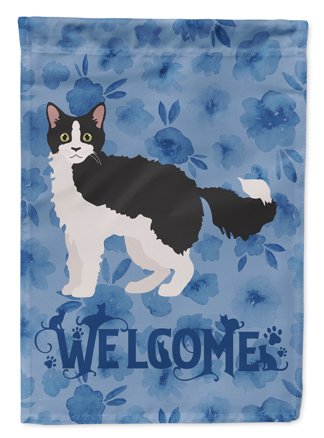 La Perm #1 Cat Welcome House Flag 28x40 Porch Sleeve Pole Decorative Outside Yard Banner Artwork Wall Hanging, Polyester
