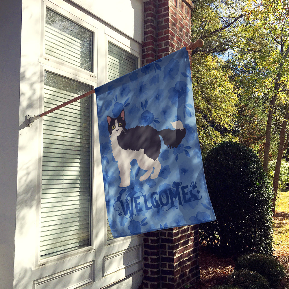 La Perm #1 Cat Welcome House Flag 28x40 Porch Sleeve Pole Decorative Outside Yard Banner Artwork Wall Hanging, Polyester