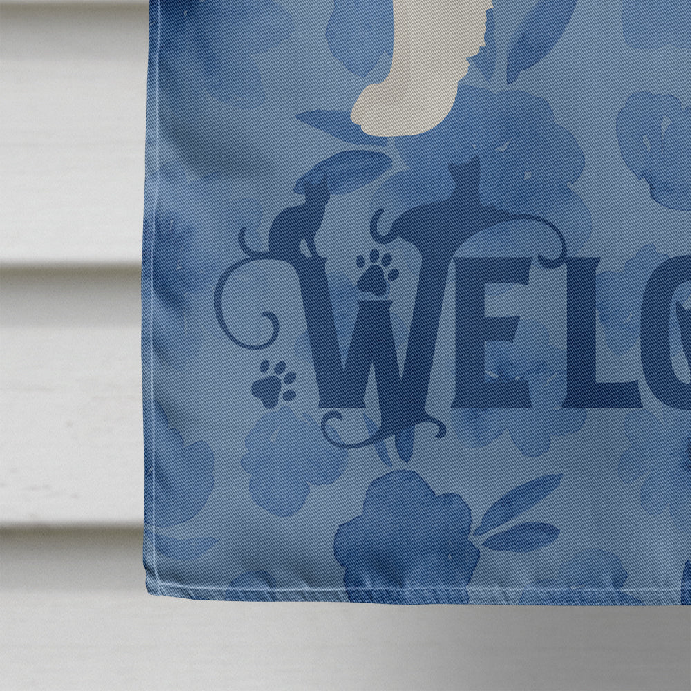 La Perm #2 Cat Welcome House Flag 28x40 Porch Sleeve Pole Decorative Outside Yard Banner Artwork Wall Hanging, Polyester