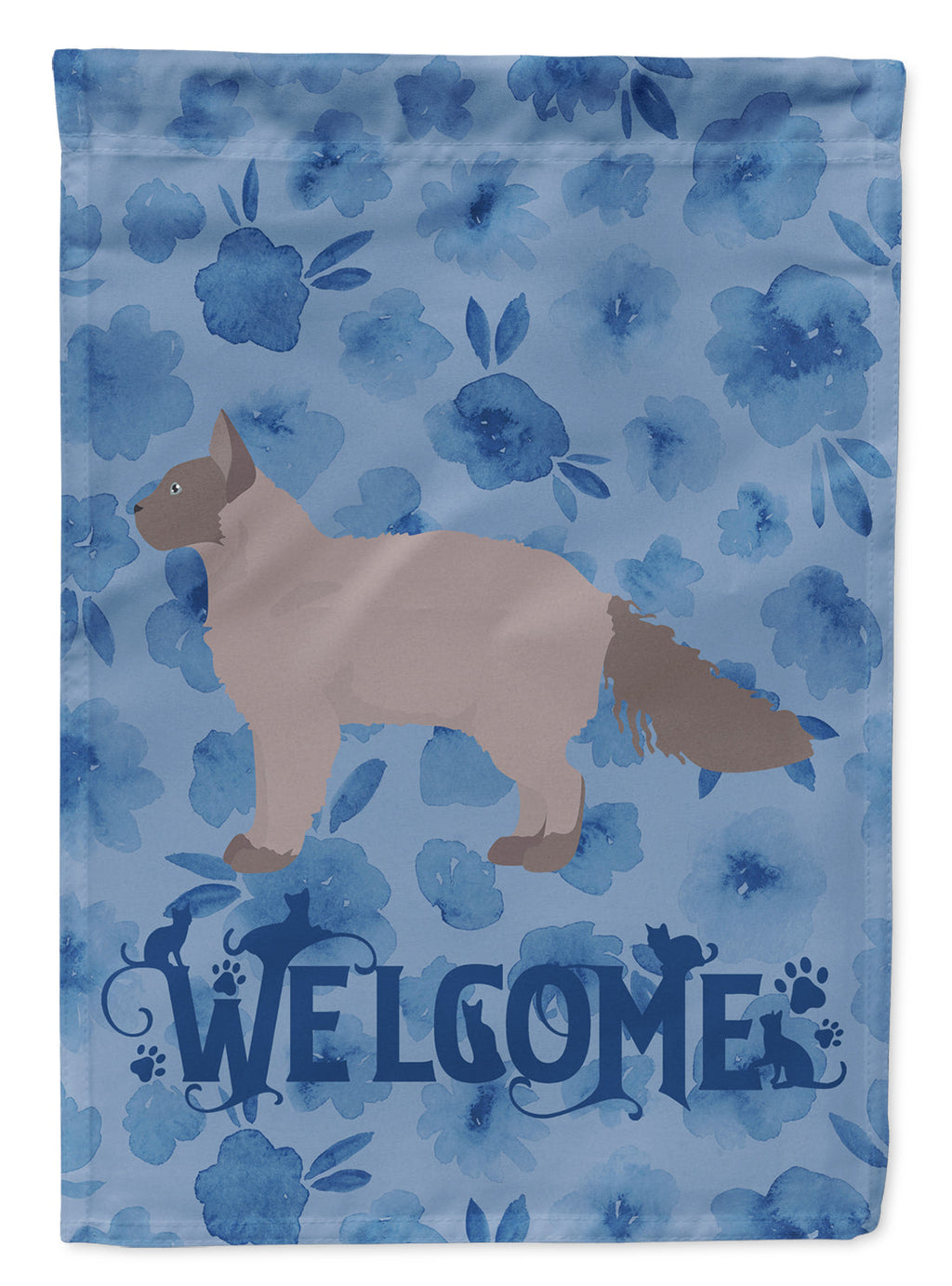 La Perm #3 Cat Welcome House Flag 28x40 Porch Sleeve Pole Decorative Outside Yard Banner Artwork Wall Hanging, Polyester