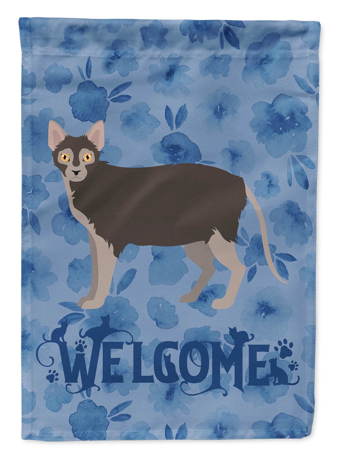 Lykoi #1 Cat Welcome House Flag 28x40 Porch Sleeve Pole Decorative Outside Yard Banner Artwork Wall Hanging, Polyester