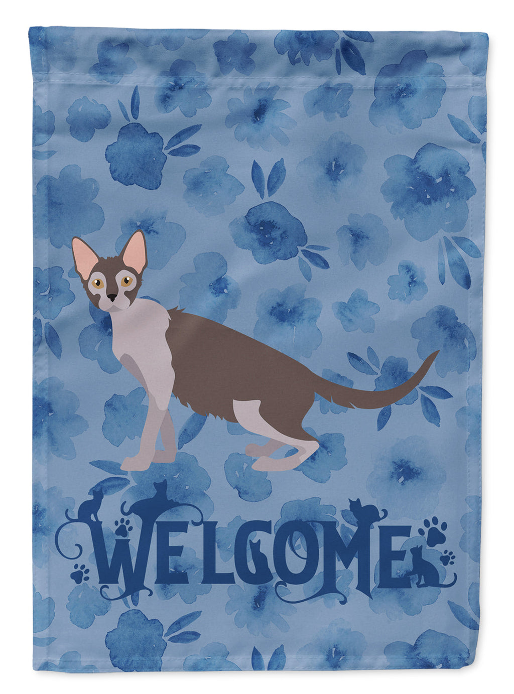 Lykoi #2 Cat Welcome House Flag 28x40 Porch Sleeve Pole Decorative Outside Yard Banner Artwork Wall Hanging, Polyester