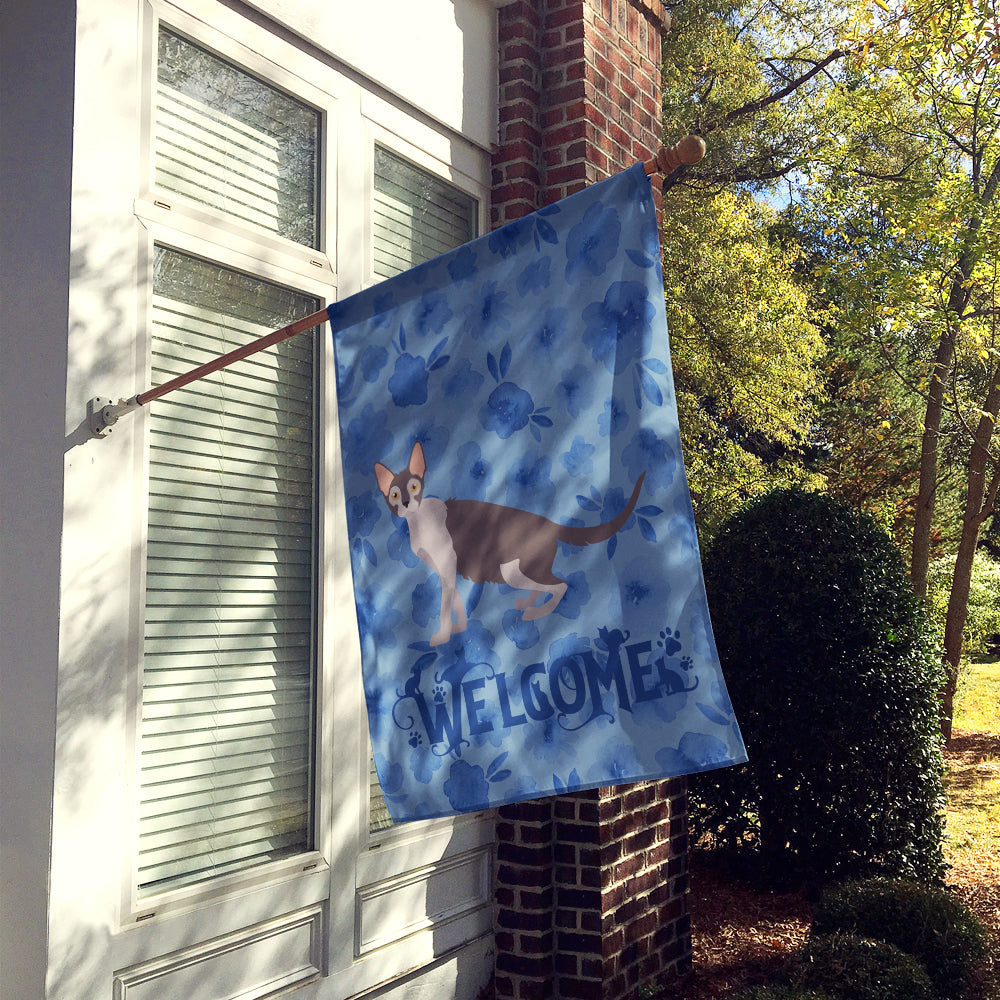 Lykoi #2 Cat Welcome House Flag 28x40 Porch Sleeve Pole Decorative Outside Yard Banner Artwork Wall Hanging, Polyester