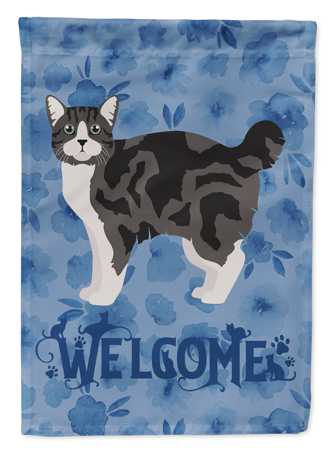 Manx #1 Cat Welcome House Flag 28x40 Porch Sleeve Pole Decorative Outside Yard Banner Artwork Wall Hanging, Polyester