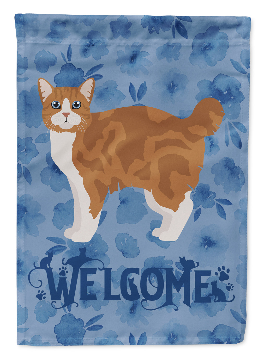 Manx #2 Cat Welcome House Flag 28x40 Porch Sleeve Pole Decorative Outside Yard Banner Artwork Wall Hanging, Polyester