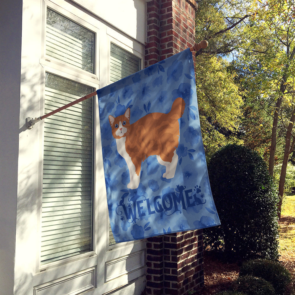 Manx #2 Cat Welcome House Flag 28x40 Porch Sleeve Pole Decorative Outside Yard Banner Artwork Wall Hanging, Polyester