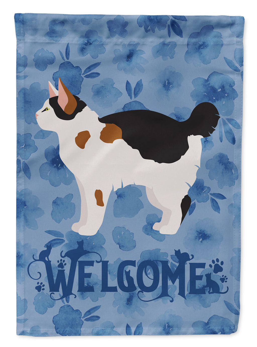 Manx #3 Cat Welcome House Flag 28x40 Porch Sleeve Pole Decorative Outside Yard Banner Artwork Wall Hanging, Polyester