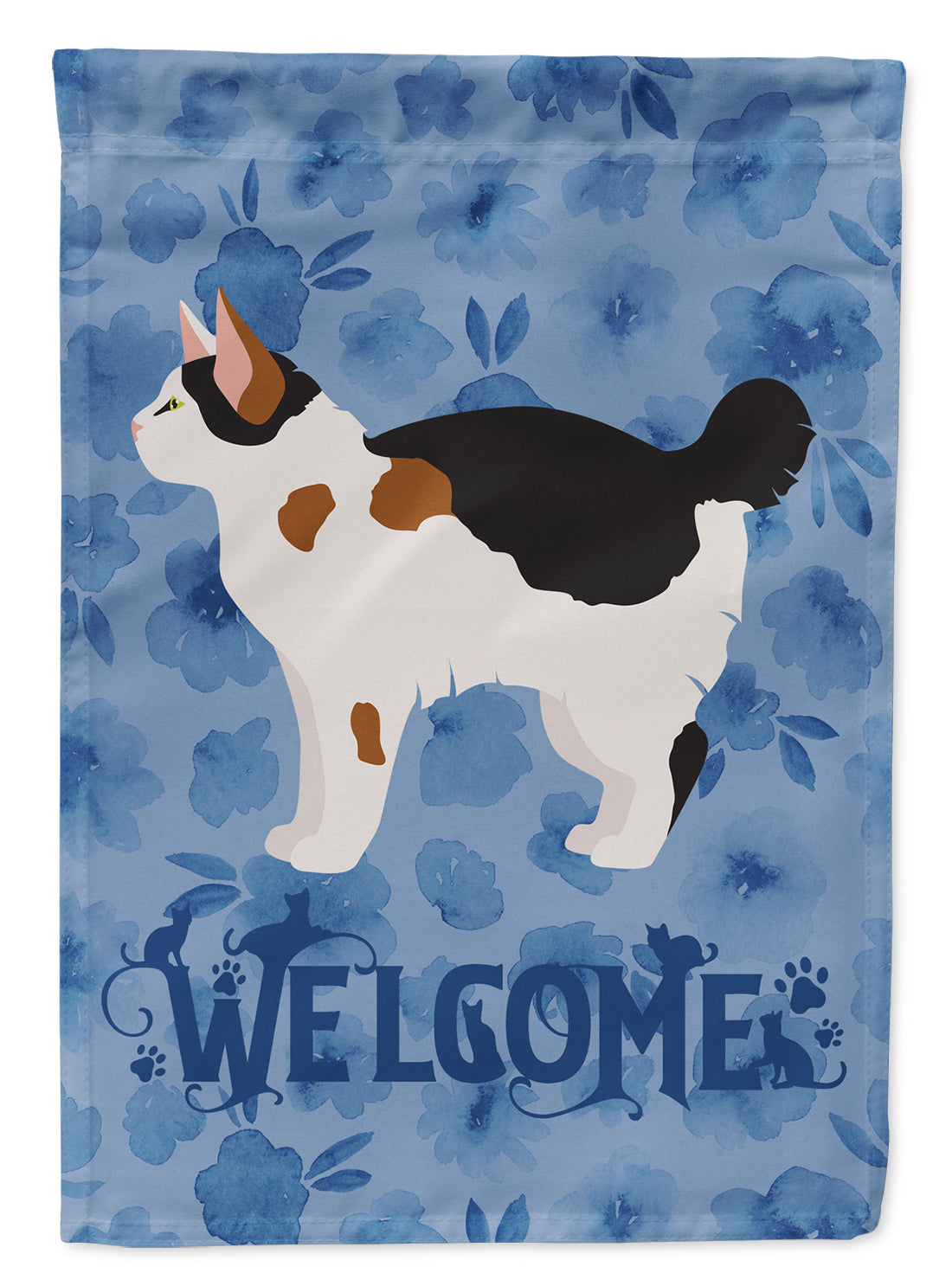 Manx #3 Cat Welcome House Flag 28x40 Porch Sleeve Pole Decorative Outside Yard Banner Artwork Wall Hanging, Polyester