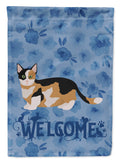 Munchkin Cat Welcome House Flag 28x40 Porch Sleeve Pole Decorative Outside Yard Banner Artwork Wall Hanging, Polyester