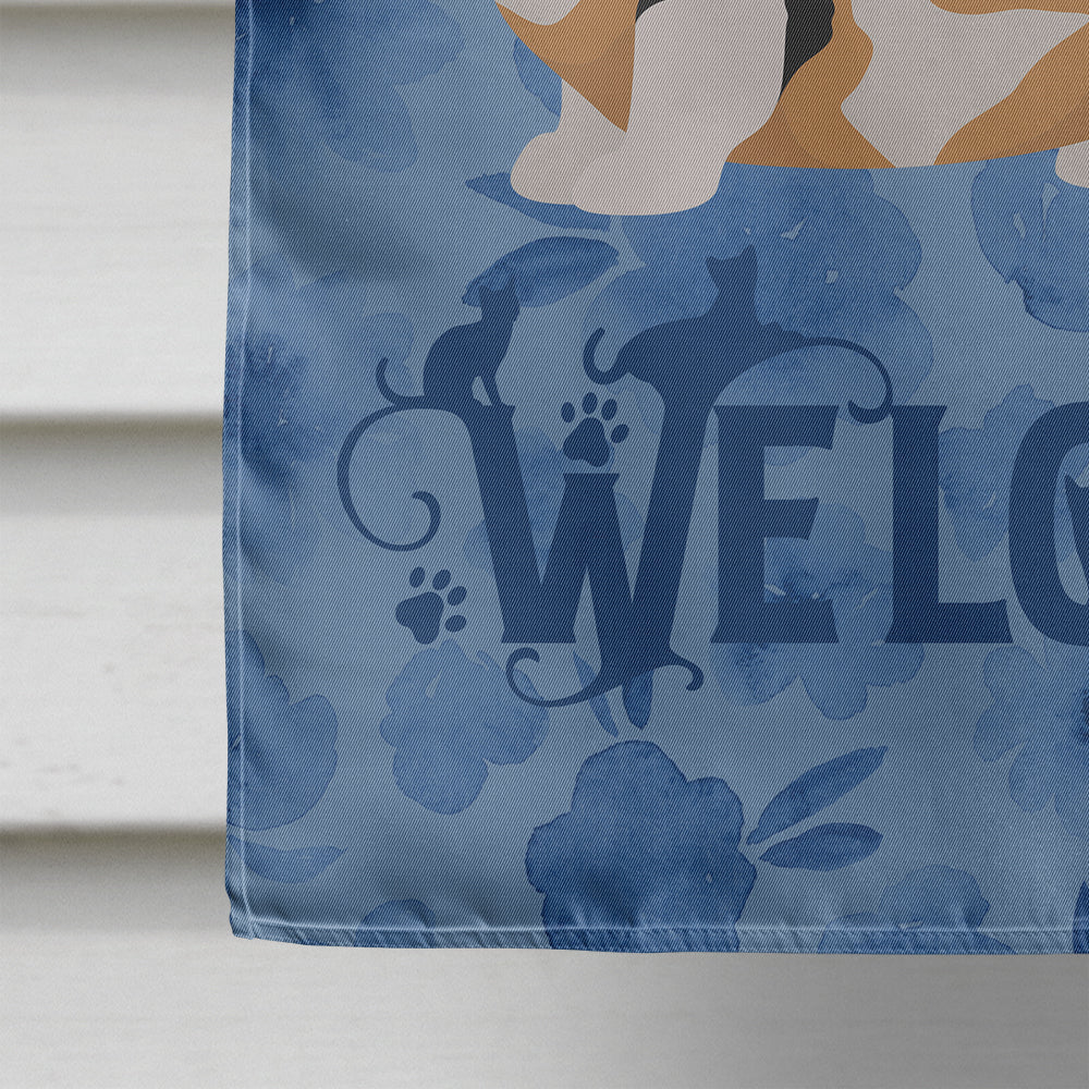 Munchkin Cat Welcome House Flag 28x40 Porch Sleeve Pole Decorative Outside Yard Banner Artwork Wall Hanging, Polyester