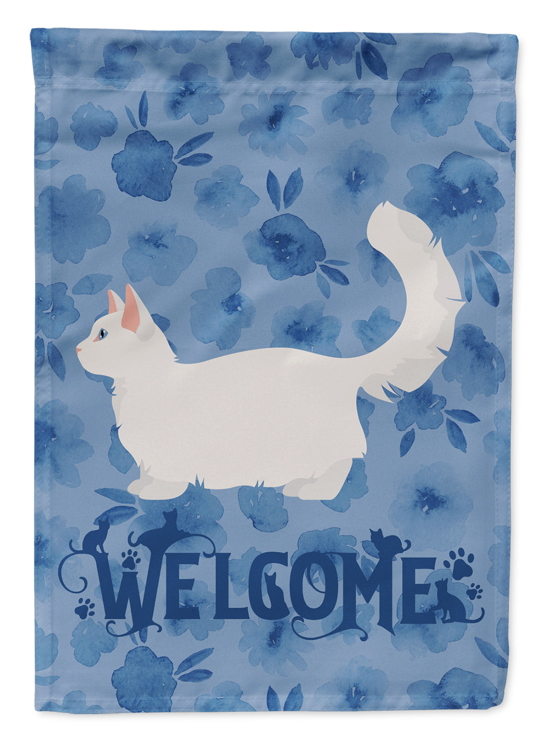 Munchkin #2 Cat Welcome House Flag 28x40 Porch Sleeve Pole Decorative Outside Yard Banner Artwork Wall Hanging, Polyester